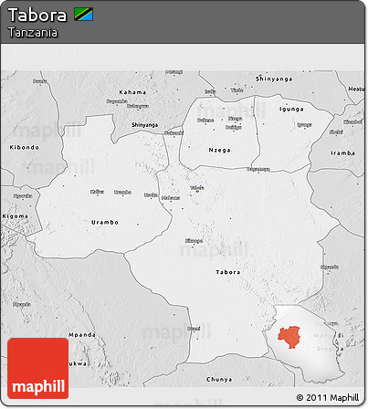 Silver Style 3D Map of Tabora
