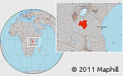 Gray Location Map of Tabora, within the entire country