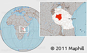 Gray Location Map of Tabora, highlighted country, within the entire country, hill shading