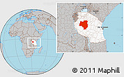 Gray Location Map of Tabora, highlighted country, within the entire country
