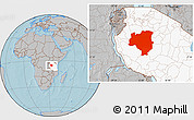 Gray Location Map of Tabora, highlighted country, hill shading