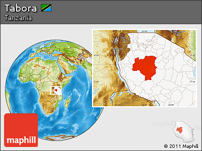 Physical Location Map of Tabora, highlighted country