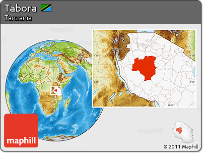 Physical Location Map of Tabora, highlighted country