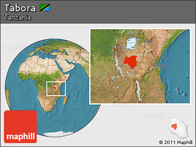 Satellite Location Map of Tabora, within the entire country