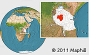 Satellite Location Map of Tabora, highlighted country, within the entire country