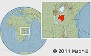 Savanna Style Location Map of Tabora, within the entire country, hill shading
