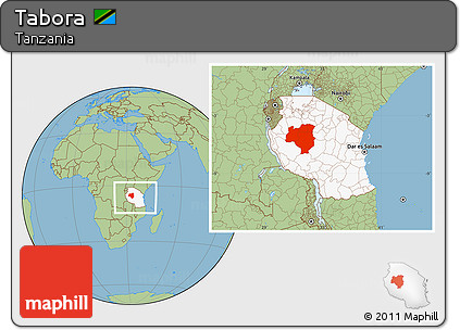 Savanna Style Location Map of Tabora, highlighted country, within the entire country