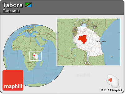 Savanna Style Location Map of Tabora, highlighted country, within the entire country