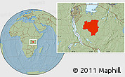 Savanna Style Location Map of Tabora, hill shading