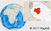 Shaded Relief Location Map of Tabora, highlighted country