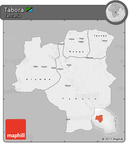 Gray Map of Tabora, single color outside