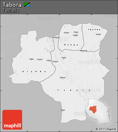 Gray Map of Tabora, single color outside