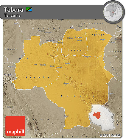 Physical Map of Tabora, semi-desaturated