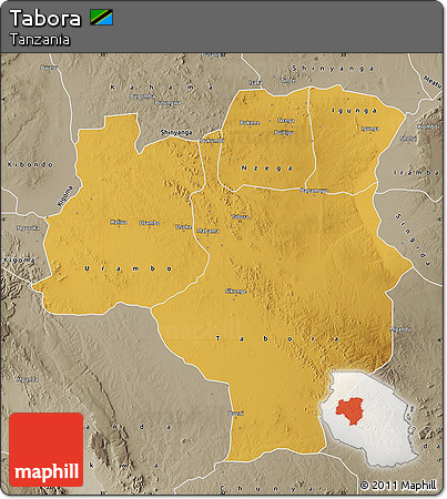 Physical Map of Tabora, semi-desaturated