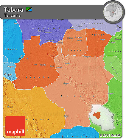 Political Shades Map of Tabora