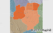 Political Shades Map of Tabora, semi-desaturated