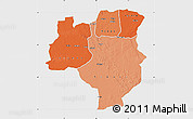 Political Shades Map of Tabora, single color outside