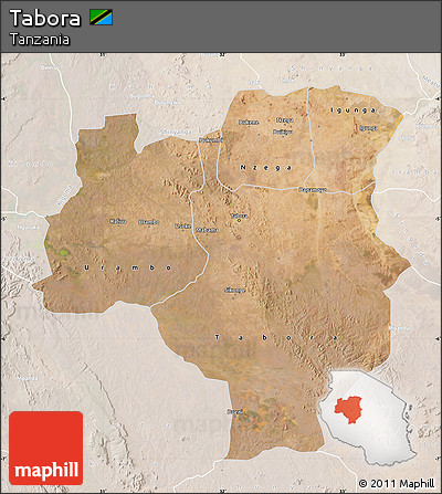 Satellite Map of Tabora, lighten