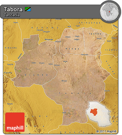 Satellite Map of Tabora, physical outside