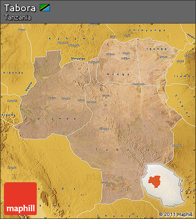 Satellite Map of Tabora, physical outside