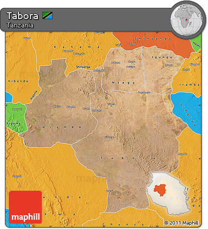 Satellite Map of Tabora, political outside