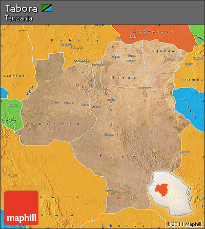 Satellite Map of Tabora, political outside