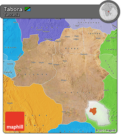 Satellite Map of Tabora, political shades outside