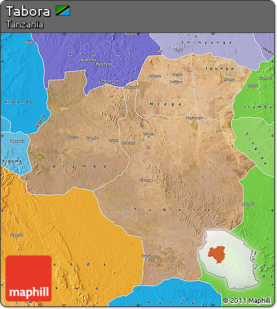 Satellite Map of Tabora, political shades outside