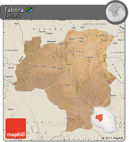 Satellite Map of Tabora, shaded relief outside