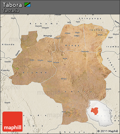 Satellite Map of Tabora, shaded relief outside