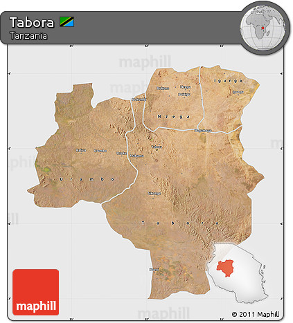 Satellite Map of Tabora, single color outside