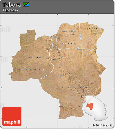 Satellite Map of Tabora, single color outside