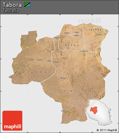 Satellite Map of Tabora, single color outside