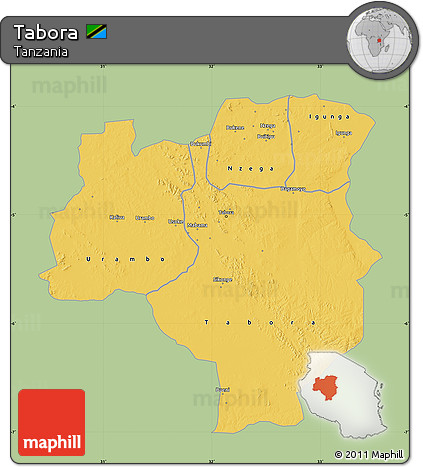 Savanna Style Map of Tabora, single color outside