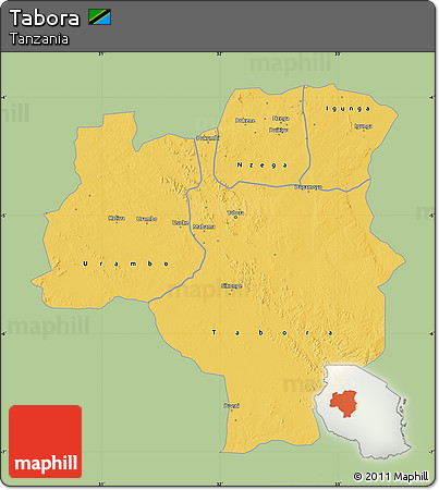 Savanna Style Map of Tabora, single color outside
