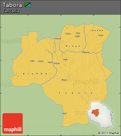 Savanna Style Map of Tabora, single color outside