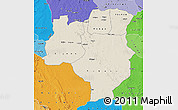Shaded Relief Map of Tabora, political shades outside