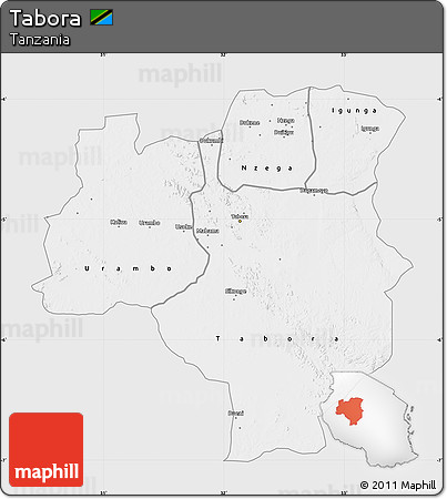 Silver Style Map of Tabora, single color outside