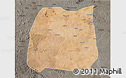 Satellite 3D Map of Nzega, darken, semi-desaturated