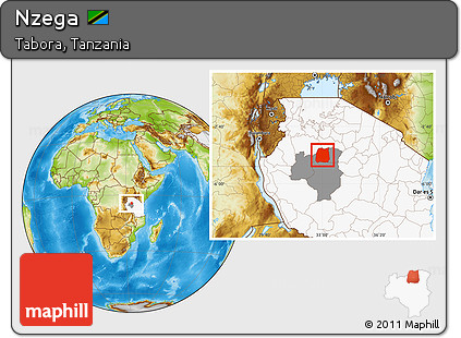 Physical Location Map of Nzega, highlighted country, highlighted parent region
