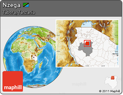 Physical Location Map of Nzega, highlighted country, highlighted parent region