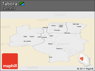 Classic Style Panoramic Map of Tabora, single color outside