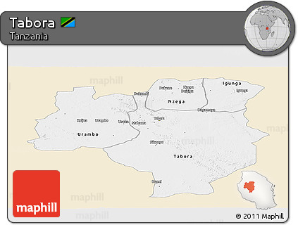 Classic Style Panoramic Map of Tabora, single color outside
