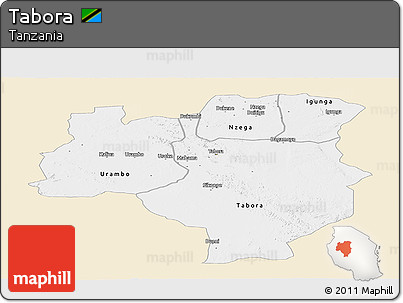 Classic Style Panoramic Map of Tabora, single color outside