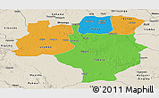 Political Panoramic Map of Tabora, shaded relief outside