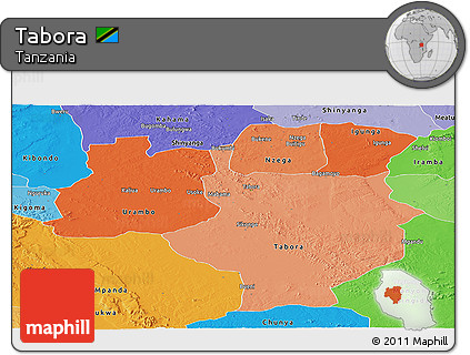 Political Shades Panoramic Map of Tabora