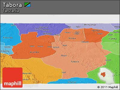 Political Shades Panoramic Map of Tabora