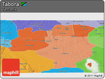Political Shades Panoramic Map of Tabora