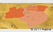 Political Shades Panoramic Map of Tabora, physical outside