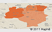 Political Shades Panoramic Map of Tabora, shaded relief outside